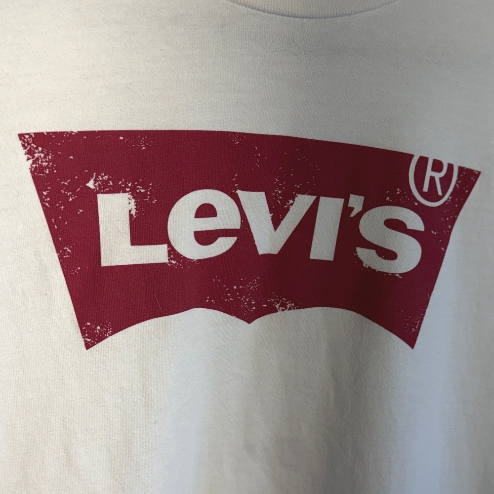 Levis Mens White Batwing Graphic Logo Short Sleeve T-Shirt Size M Medium - Picture 4 of 4